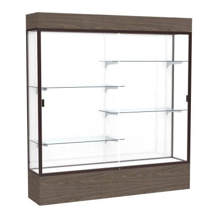 Waddell Display Case Of Ghent Reliant Lighted Display Case 72"W x 80"H x 16"D Walnut Base White Back Dark Bronze Frame 2176WB-BZ-WV